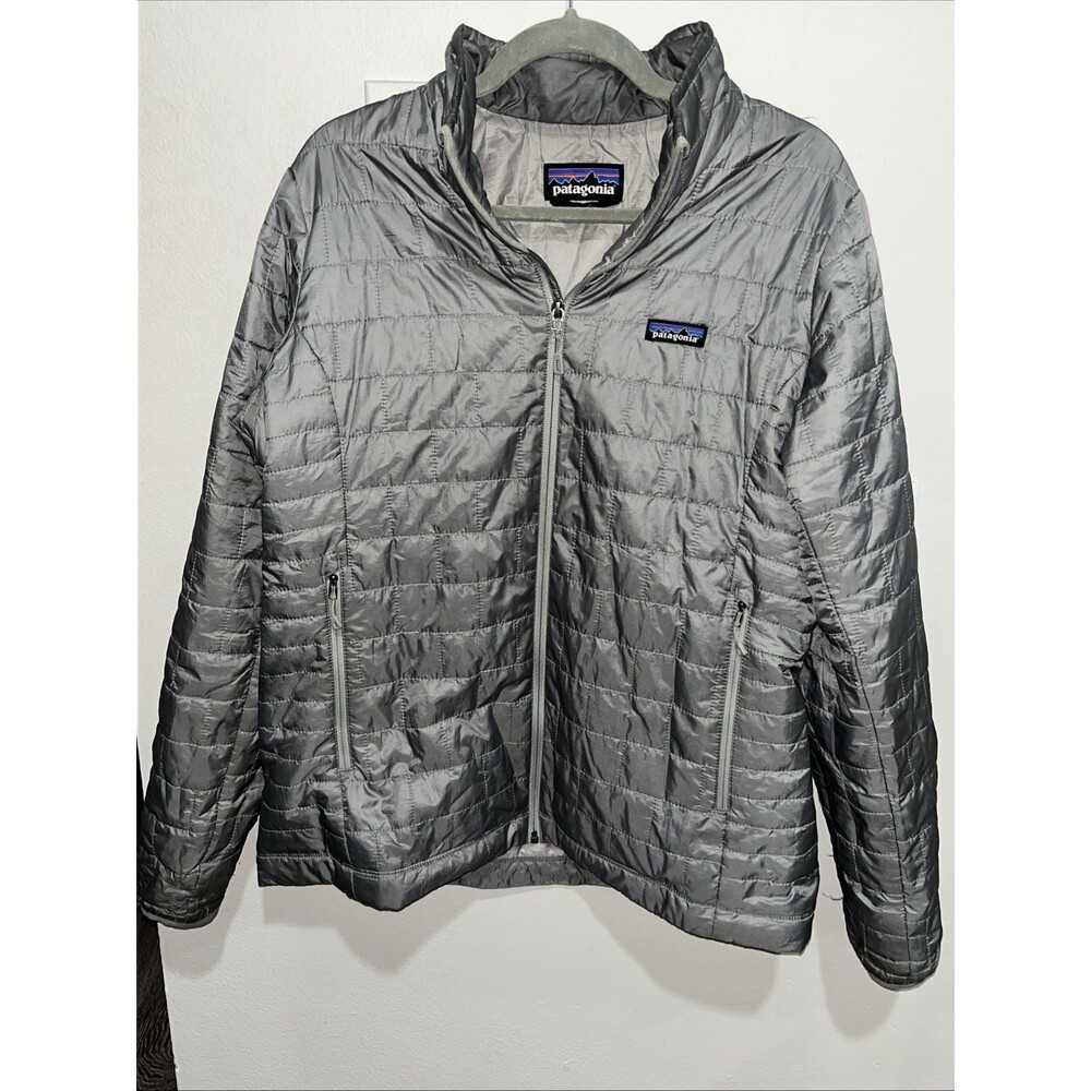 Patagonia Womens Nano Puff 1/4 zip Gray Quilted Jacket M (1A)b